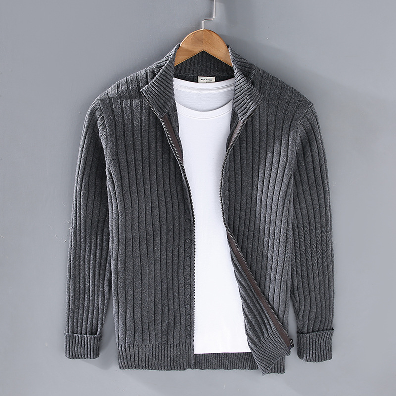 Veste Cardigan Tricoté Homme Avec Zip Chaud Confortable Et Élégant Pour L Hiver Classique