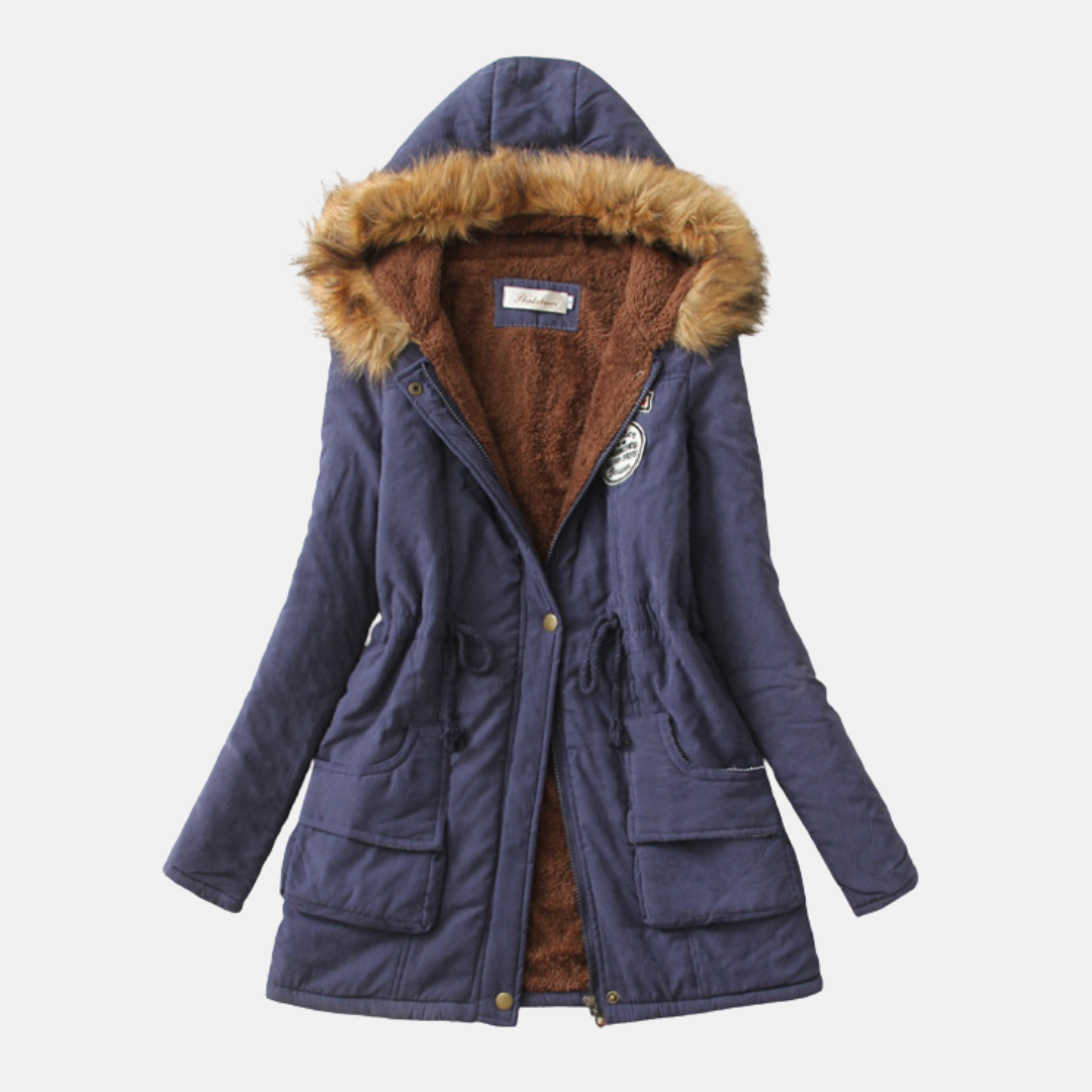 Nordisk Flair Parka Femme Coupe Ajustée Doublure Polaire Capuche Fourrure Synthétique Fermeture Éclair Chaude