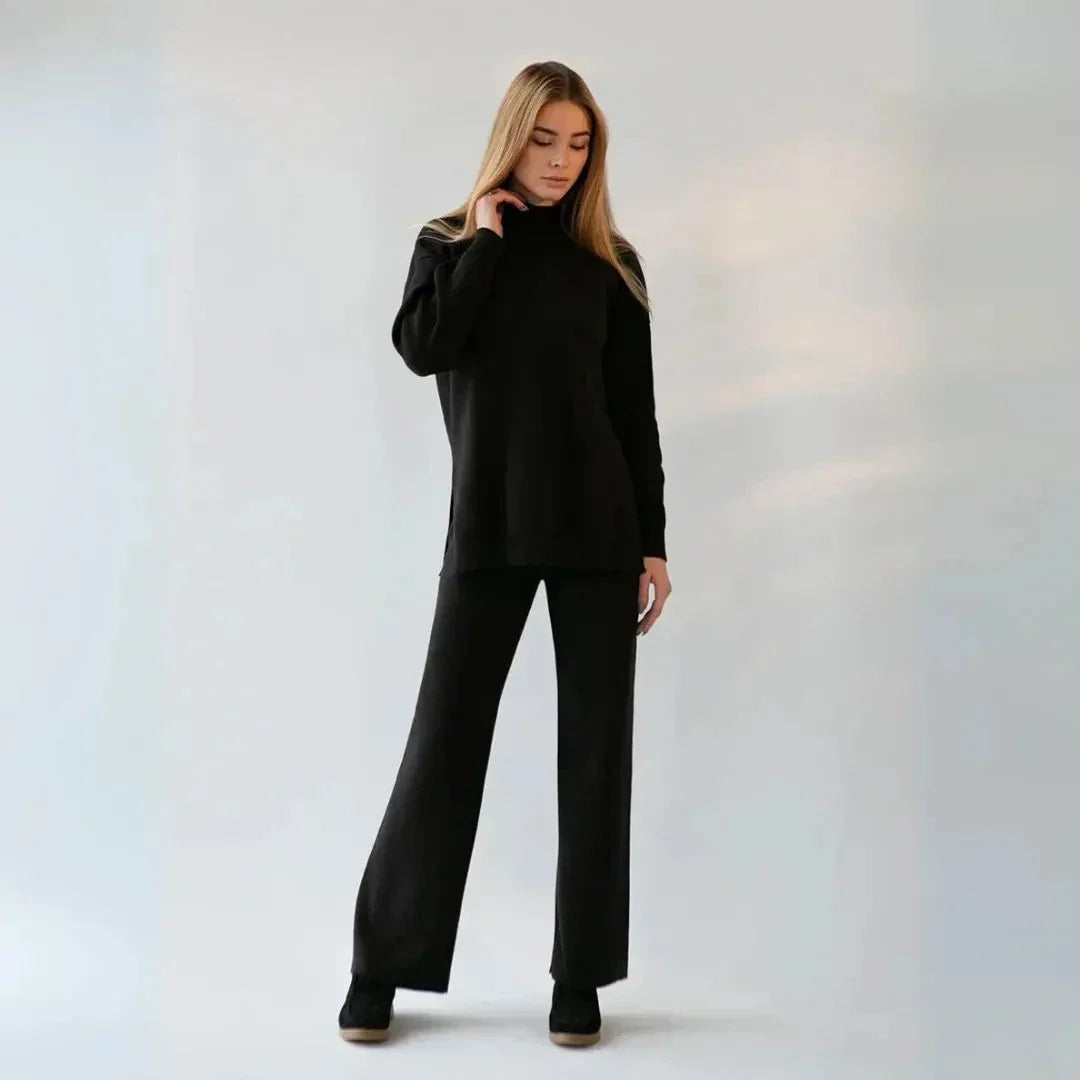 Ensemble Loungewear En Maille Callie Avec Pull À Col Montant Et Pantalon Large Et Doux