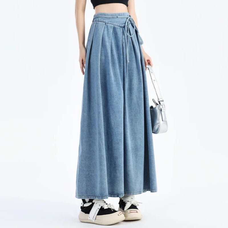 Jupe En Denim Liora Avec Taille Élastique Confortable Respirante Et Polyvalente Pour Un Style Décontracté Ou Élégant