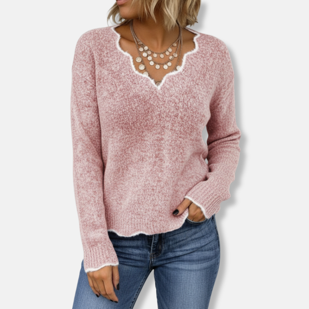Pull Femme En Tricot De Laine À Coupe Décontractée Et Encolure Festonnée Nordisk-Flair