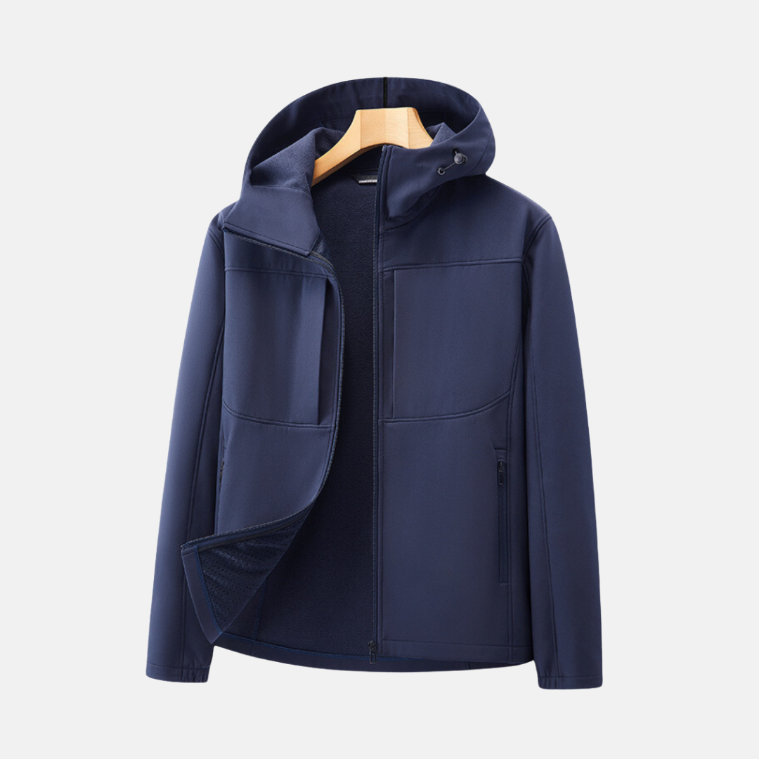 Amawinc Manteau Softshell Homme Doublure Polaire Capuche Ajustable Poches Zippées Coupe Regular