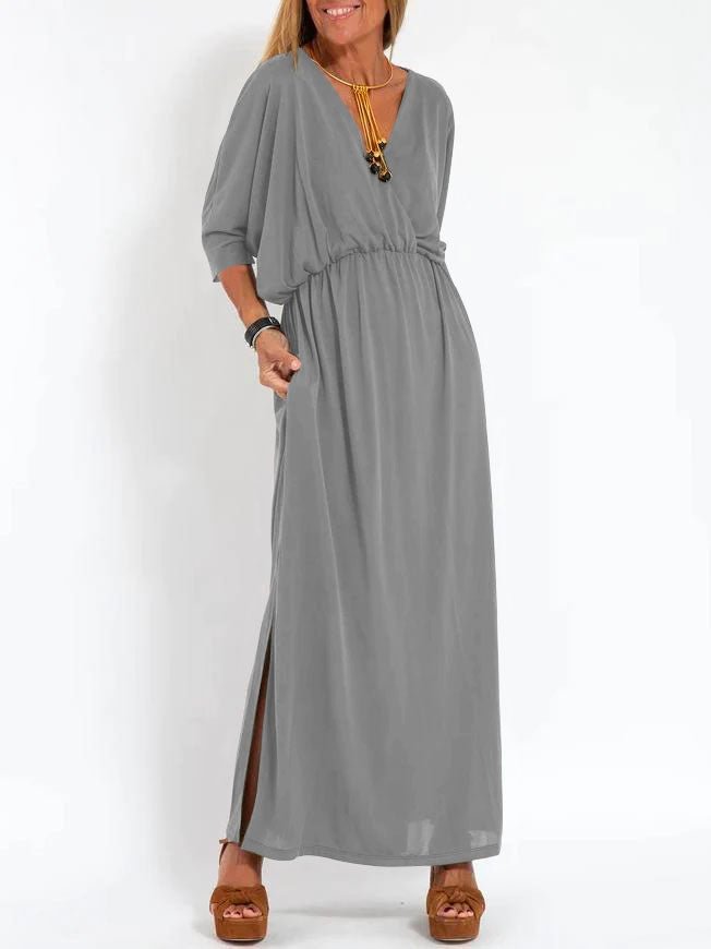 Hochtailliertes Kleid von Fudus mit Schlitz und V-Ausschnitt