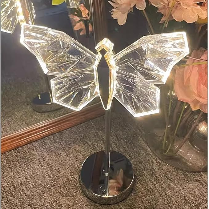 Tischlampe mit Schmetterlingskristall