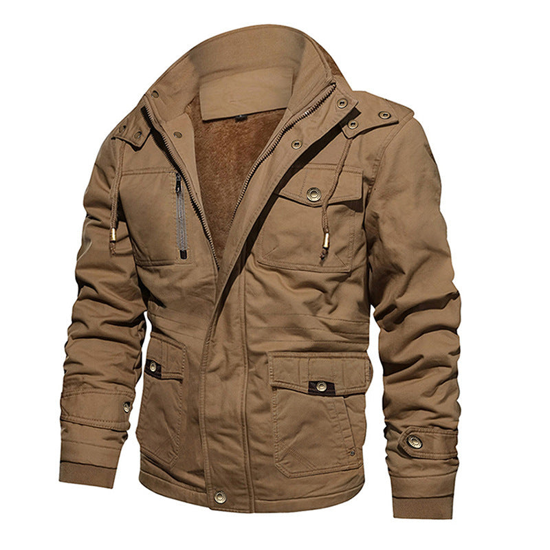 Baumwoll-Kapuzenjacke Neil mit Vintage-Look und Fleece-Innenfutter