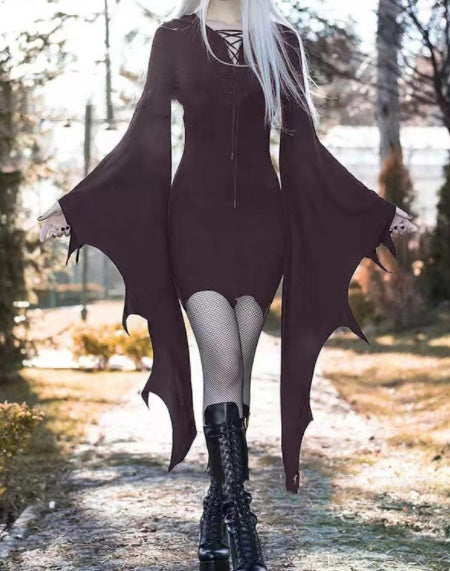 Damen Gothic Nienna Kapuzenkleid, schmal geschnitten, im Vintage-Stil von Fudus