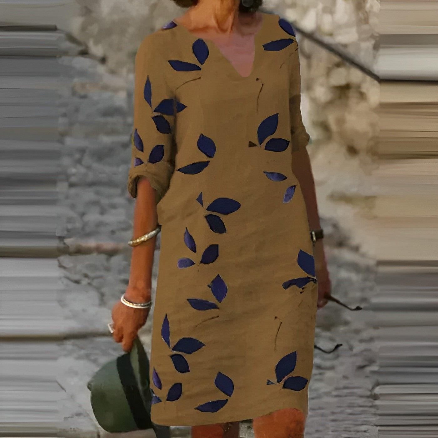 Sommerkleid Urena: Blätterdruck, atemberaubend
