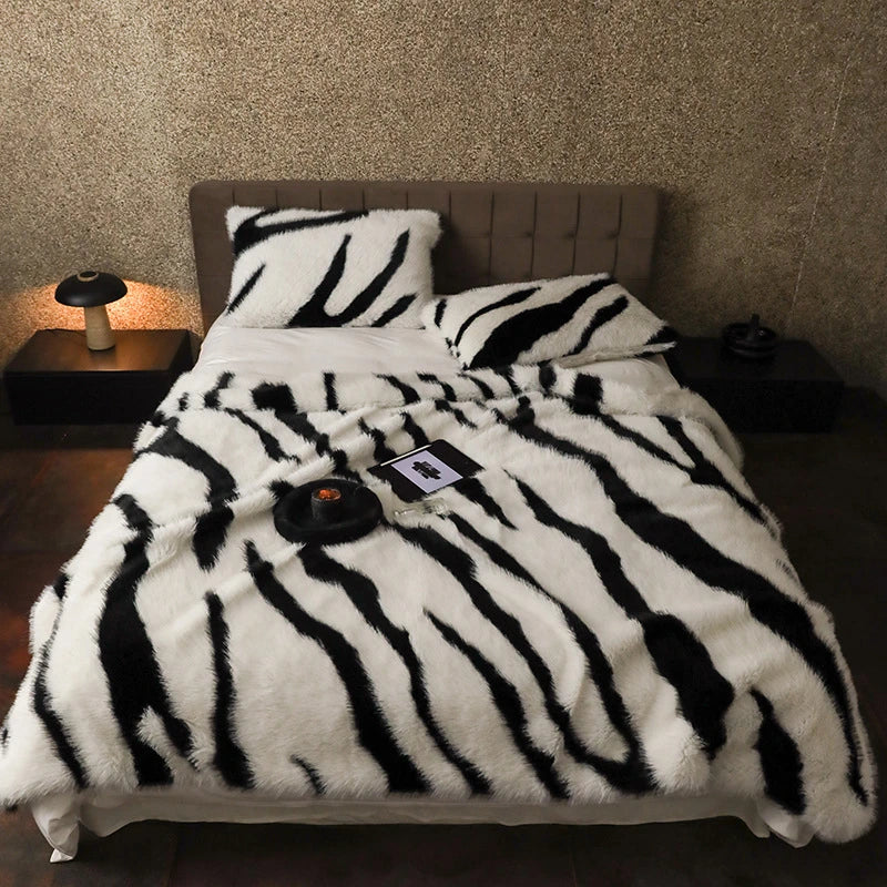 Couverture En Fausse Fourrure Zèbre Moderne Pour Canapé Et Chambre Chic Confort Luxueux Pour Temps Froid