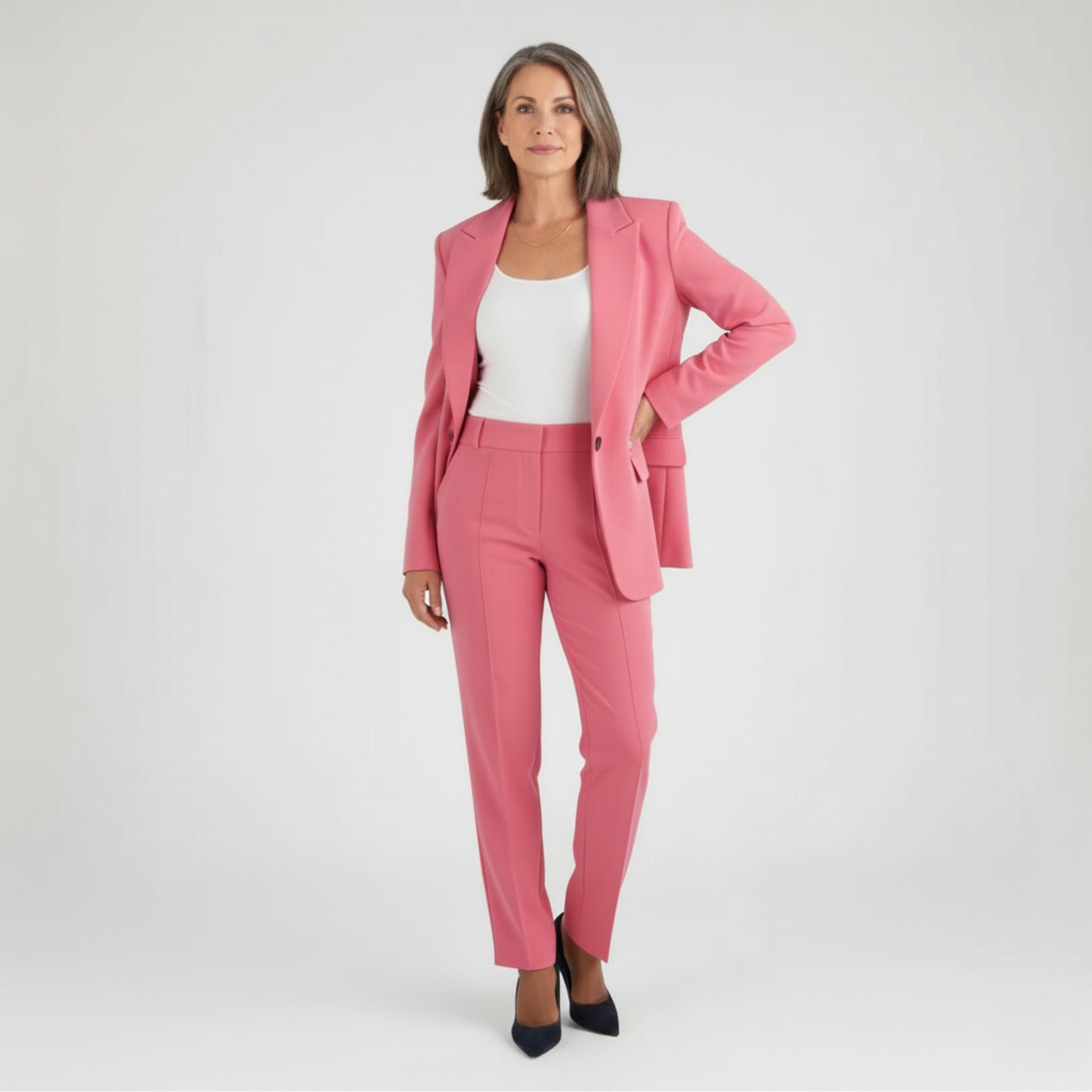 Tailleur Femme Pantalon Blazer Bleu Marine Pour Travail Réunions Et Événements Formels Élégance Professionnelle