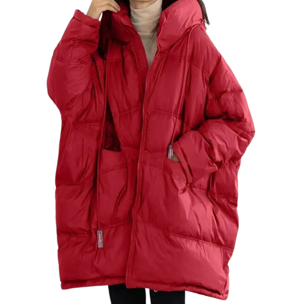 Manteau Matelassé Oversize Pour Femme Avec Capuche Ajustable Poches Spacieuses Rembourrage Duvet À 90 Pour Cent