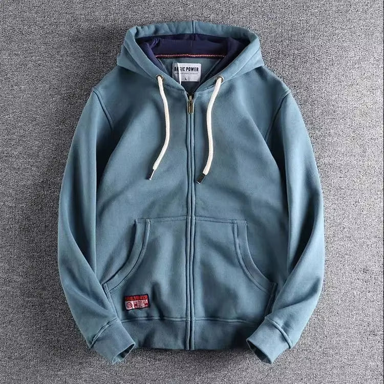 Hoodie Zippé En Coton Pour Homme Amawinc Confort Décontracté Avec Polaire Intérieure