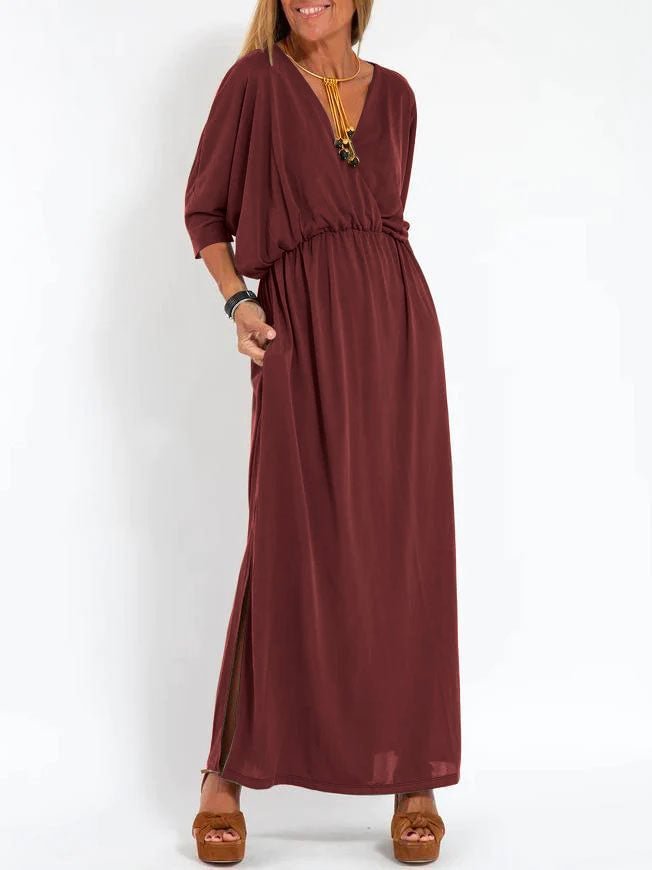 Hochtailliertes Kleid von Fudus mit Schlitz und V-Ausschnitt
