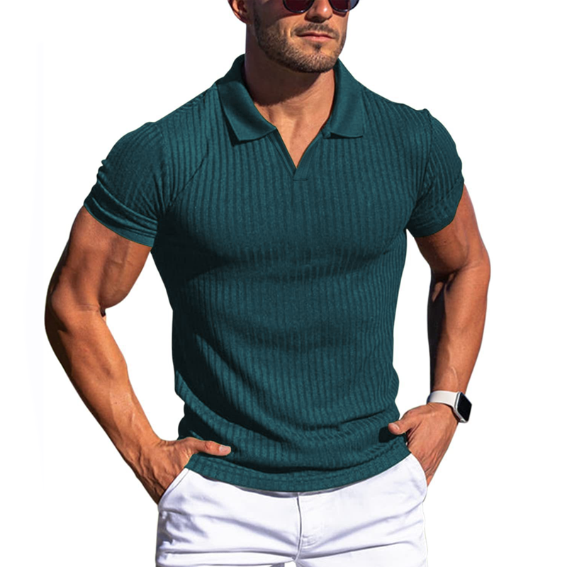 Polo Homme En Maille Slim Fit Texture Côtelée Manches Courtes Premium Par Amawinc Pour Tous Les Jours