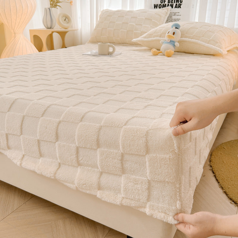 Drap-Housse Matelassé En Velours Doux Avec Motif Diamant Pour Un Confort Profond Et Confortable