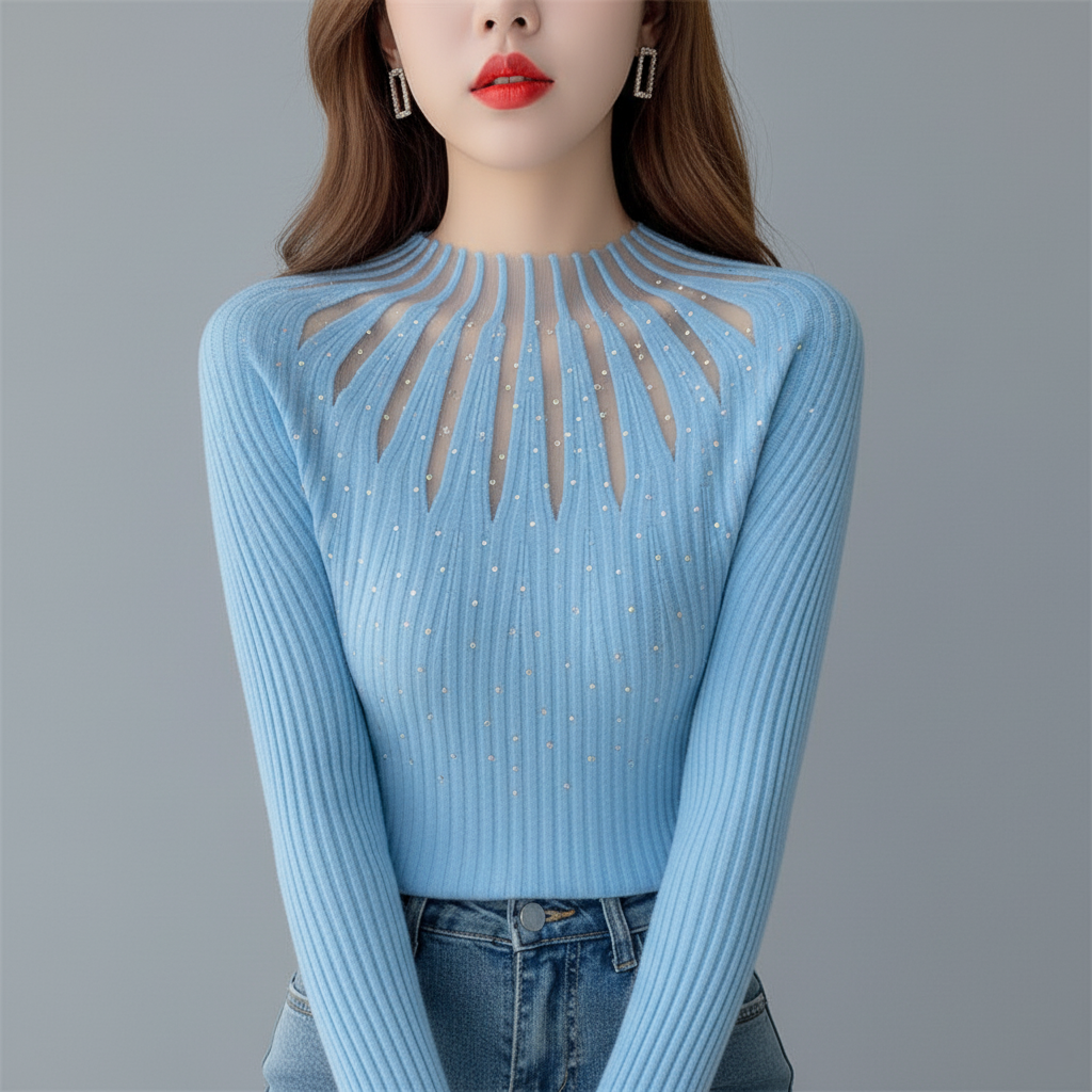 Top Femme En Maille Côtelée Chic Avec Décolleté Subtil Style Quotidien Amawinc Confortable