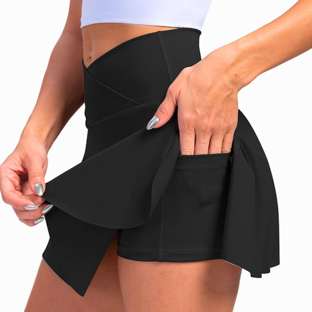 Jupe Taille Haute Tavro Compressante Douce Avec Short Intégré Poches Latérales Fente Avant Et Tissu Respirant