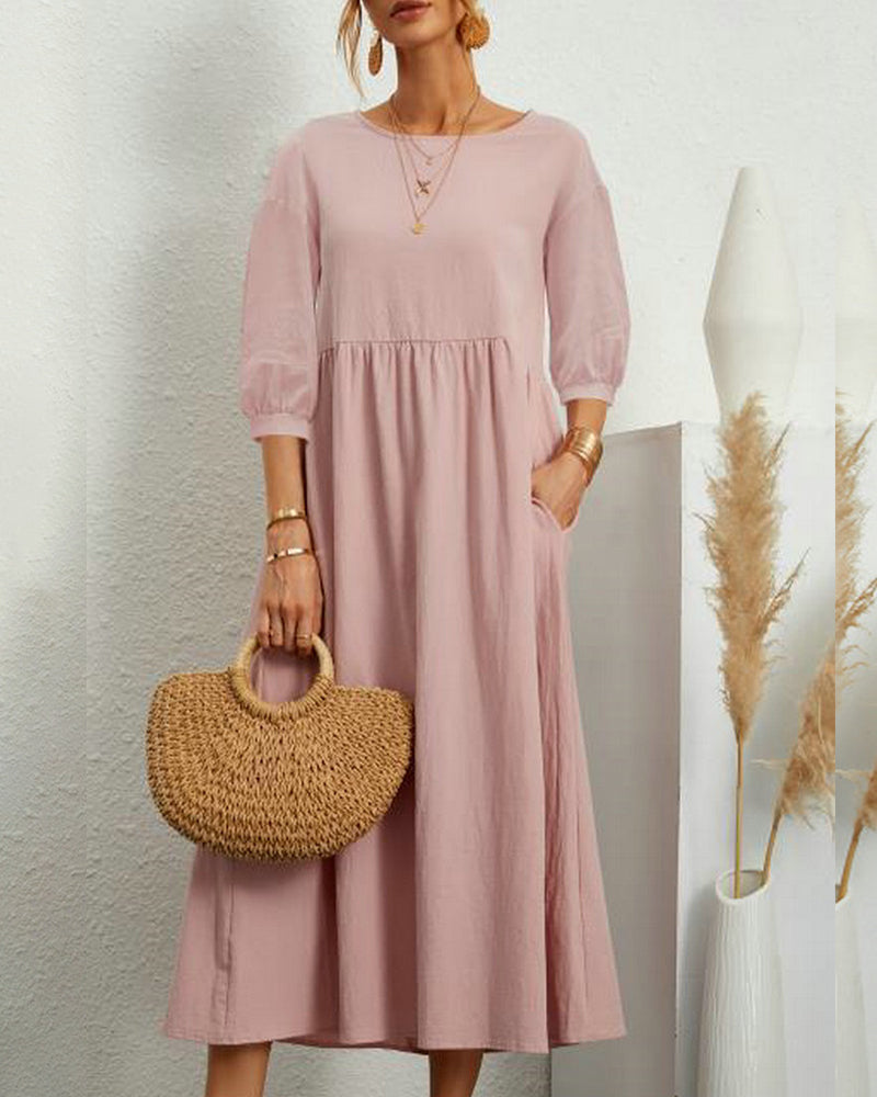 Midikleid mit 3/4-langen, ballonartigen Ärmeln und figurbetontem Schnitt