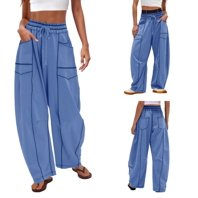Vera Côte Pantalon Jogger Barrel Haute Taille Confort Respirant pour Détente en Ville et Voyage