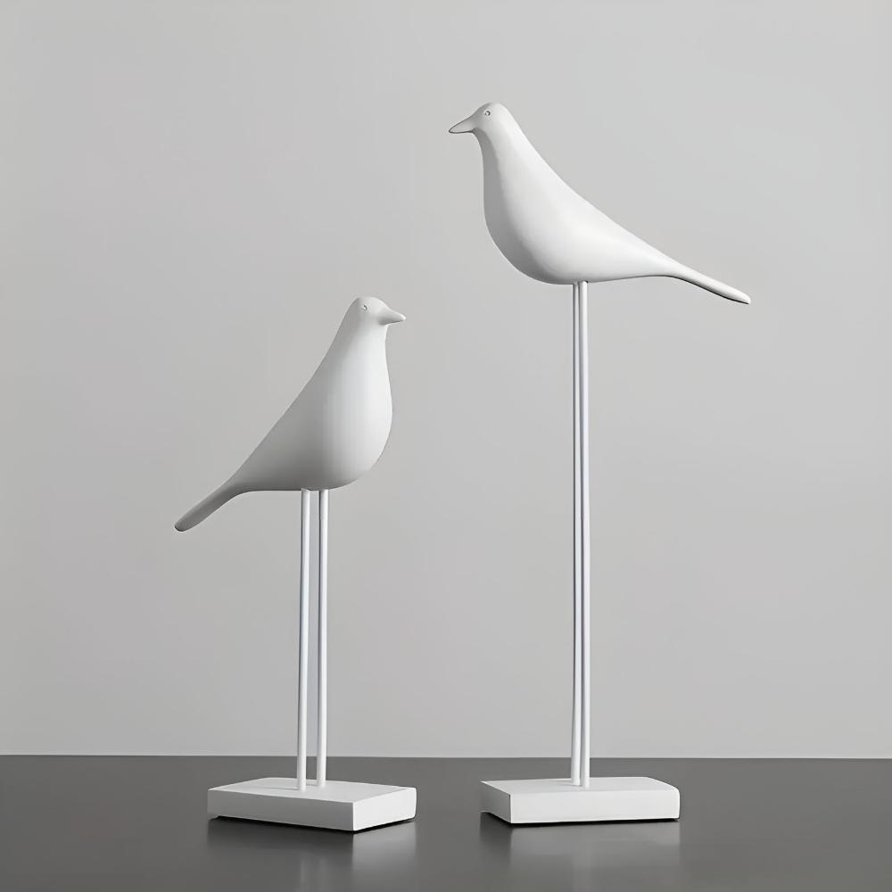 Figurine Oiseau Minimaliste En Métal À Finition Lisse Pour Décoration Moderne Et Élégante