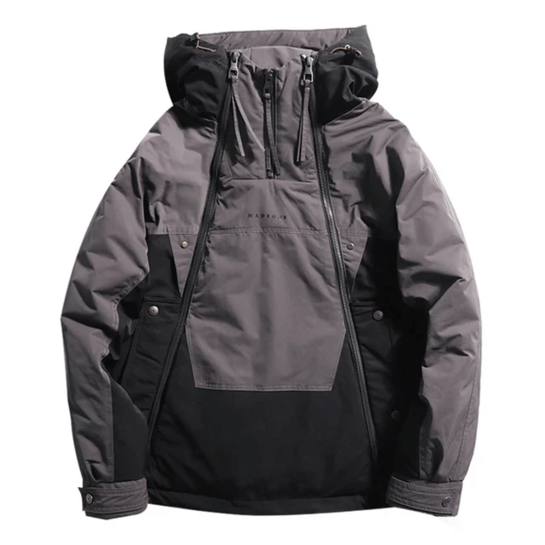 Harajuku Shield Doudoune À Double Zip Poches Multiples Et Doublure Matelassée Pour Chaleur Légère