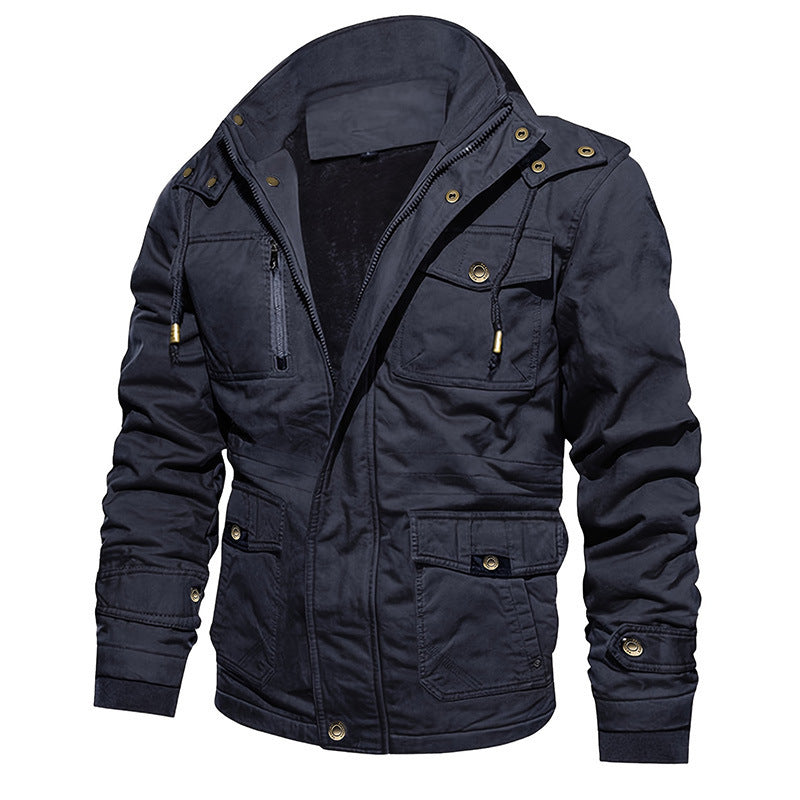 Baumwoll-Kapuzenjacke Neil mit Vintage-Look und Fleece-Innenfutter