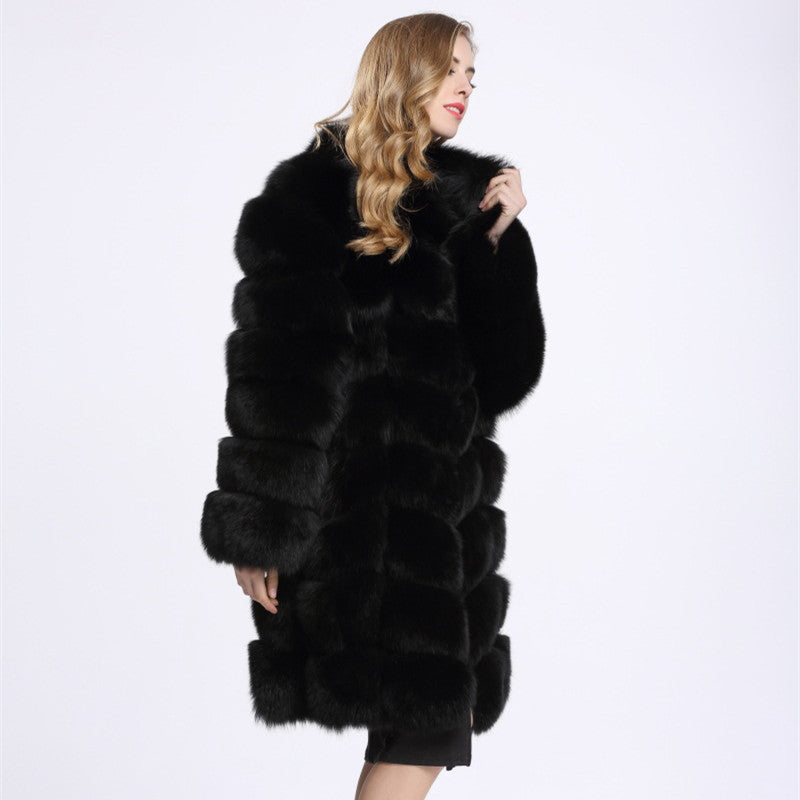 Damen luxuriöser Kunstfellmantel Amawinc