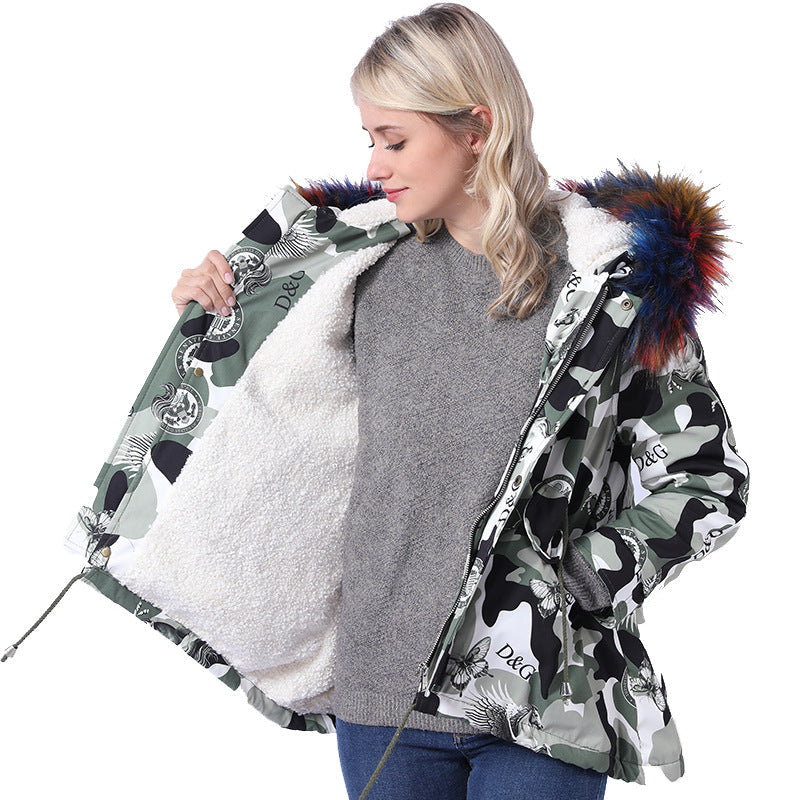 Damen Winterjacke mit abnehmbarer Kunstpelzkapuze und praktischen Taschen Amawinc