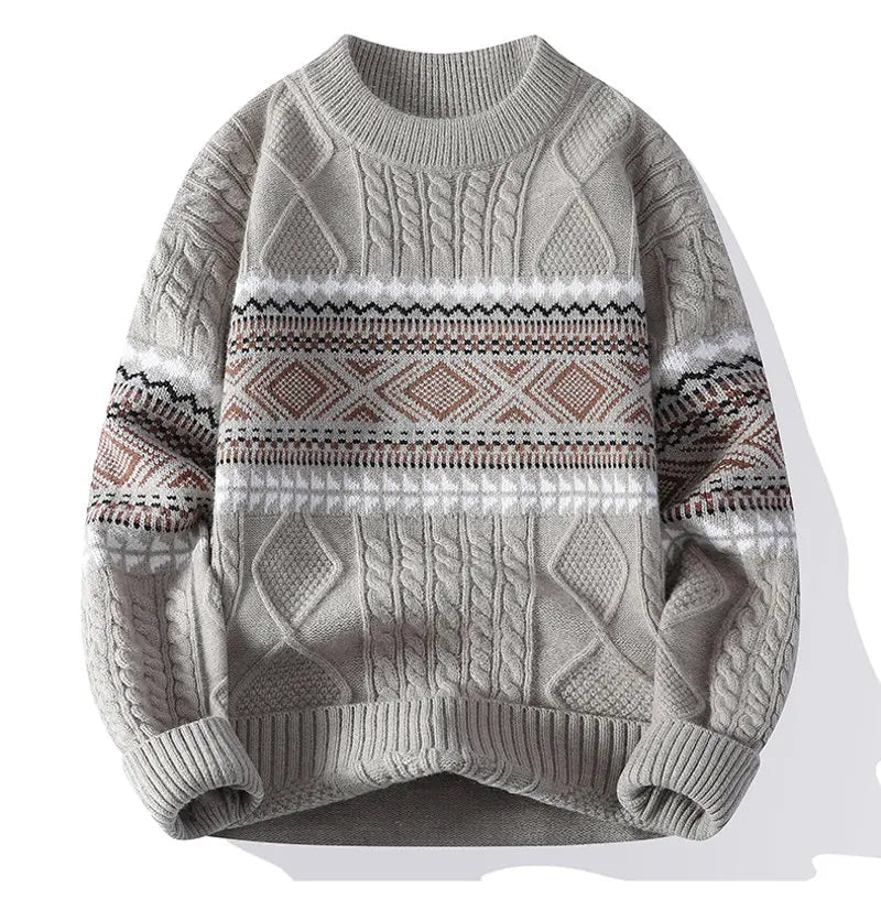 Pull Nordique en Maille Torsadée Coupe Décontractée Classique Parfait pour le Quotidien