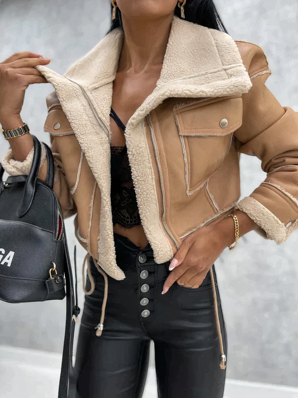 Aisha: Modische Damen-Winterjacke aus Leder