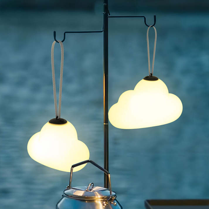 Minori Design LED Cloud Pendant Lamp, Milk White Metal/Acrylic, for the Garden