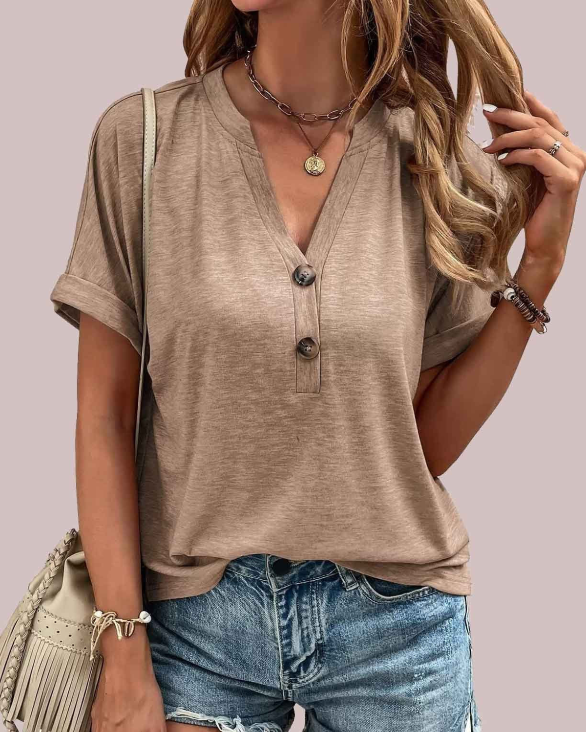 Amalia Bluse: V-Ausschnitt und Knopfleiste
