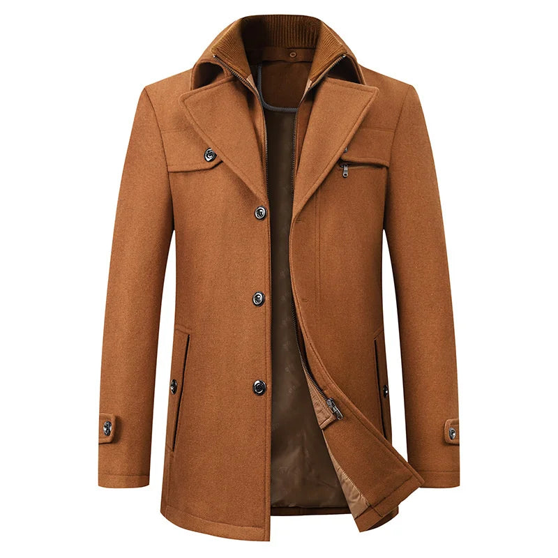 Manteau Long Hiver pour Homme Amawinc Boutonné Élégant Premium pour Tenue Formelle et Quotidienne