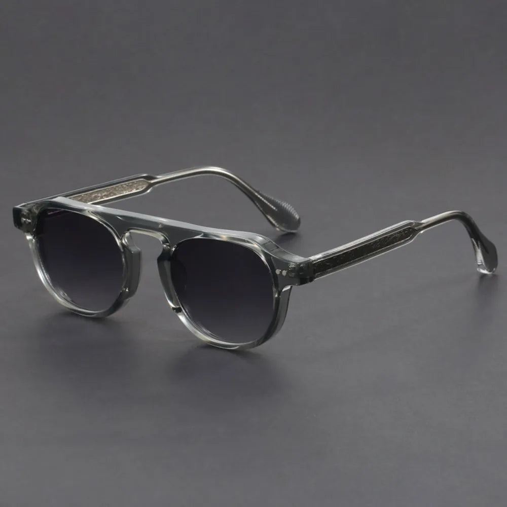 Lunettes Vintari Classic Panto Style Retro Acétate Avec Verres Sombres UV Et Bras Gravés