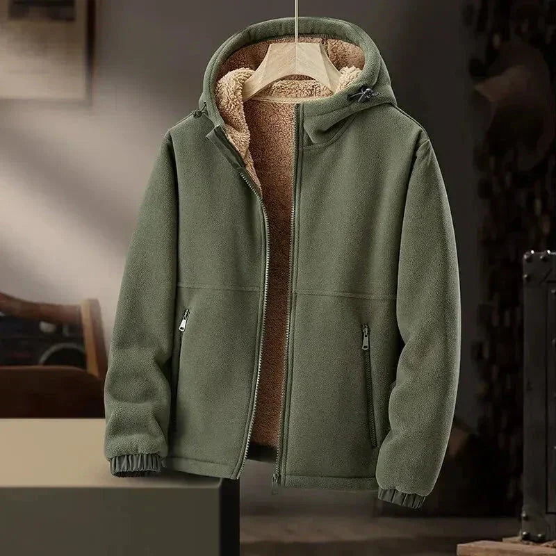 Veste à Capuche en Cachemire avec Polaire Épais Doux Confort Minimaliste avec Poches Zippées Fonctionnelles