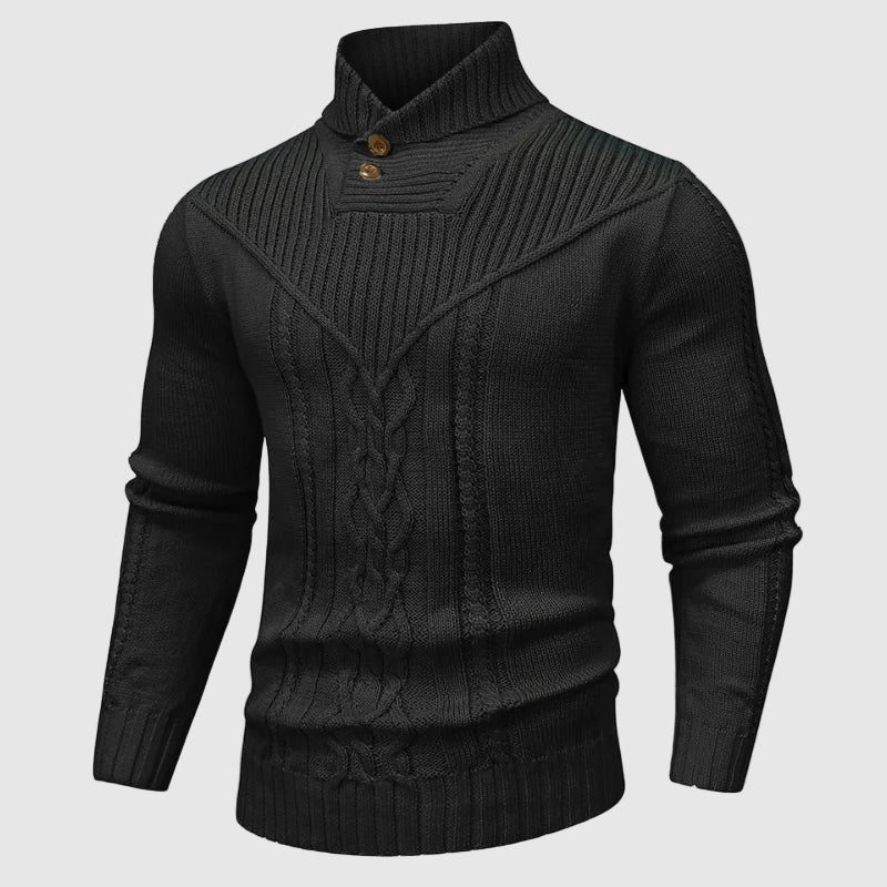 Alessandro Veneti Pull Col Montant Sur Mesure En Maille Chaude Avec Texture Cable Et Détails Taillés