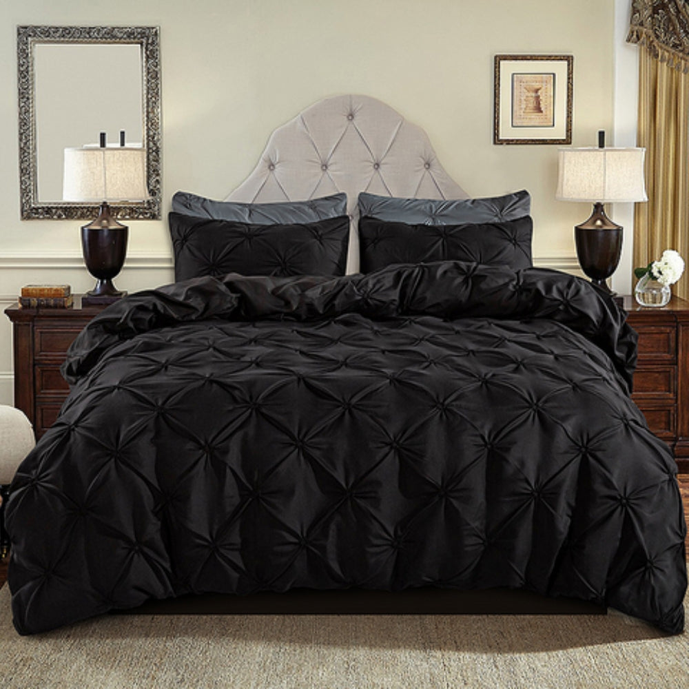 Ensemble Housse de Couette Contemporain à Plis Pincés en Coton Doux Avec Texture Élégante Inspirée Hôtel