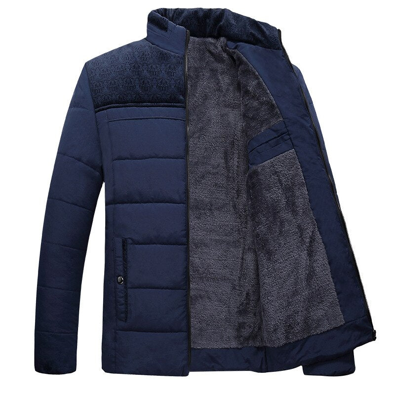 Veste Matelassée Pour Homme Coupe Regular Col Montant Doublure Peluche Épaules Texturées Flair Nordique Hiver