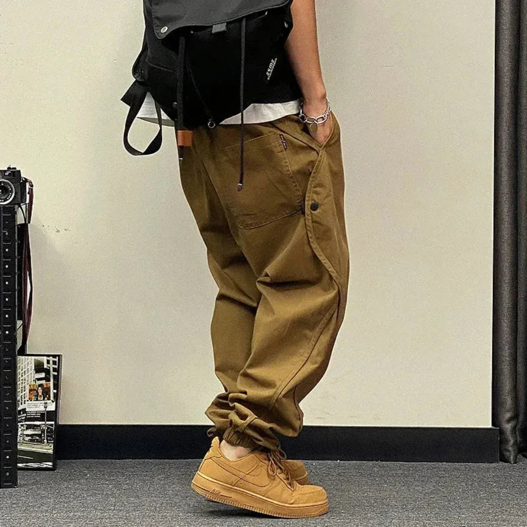 Archie Pantalon Cargo Oversized Pour Homme Lavé Avec Poches Utilitaires Et Ourlet Cuffé Stylé