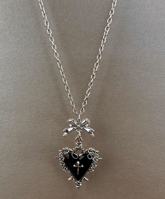 Collier avec pendentif en forme de nœud en acier inoxydable noir Art - Amawinc