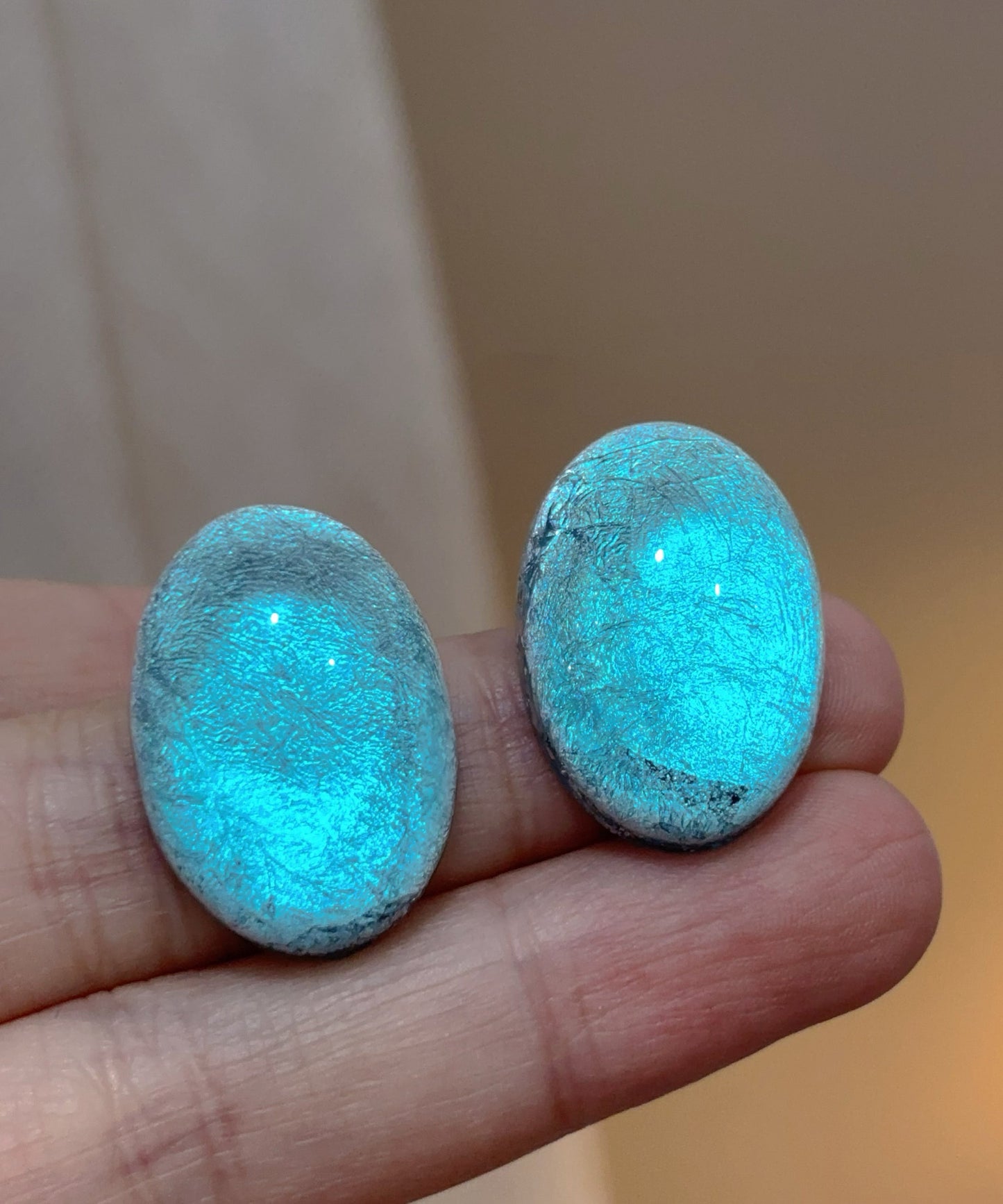 Boucles d'oreilles à tige en alliage bleu artistique, motif ciel étoilé elliptique - Amawinc