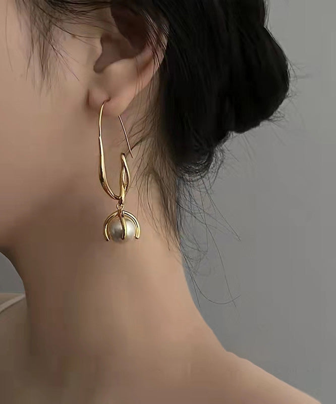Boucles d'oreilles créoles en métal doré avec perles - Amawinc