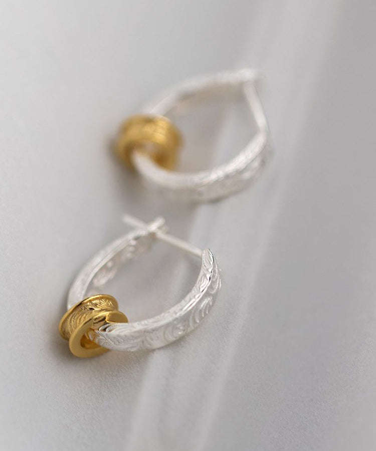 Boucles d'oreilles créoles en argent sterling surdoré Art Gold - Amawinc