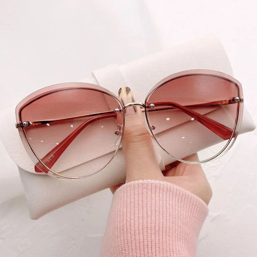 Lunettes De Soleil Sans Monture Aurora Chic Cat Eye Avec Détails Dorés Métal UV400 Protection