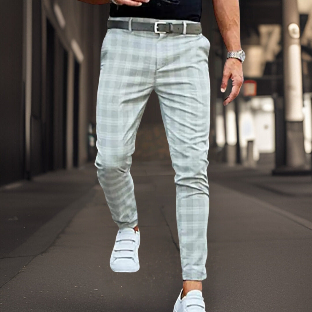 Amawinc Chinos Homme Slim Fit Respirant Mélange Longueur Totale À Carreaux Motif Nordique