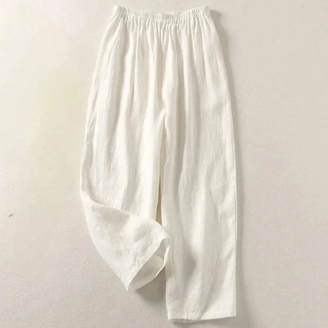 Bea Pantalon En Lin Léger Pour Été À Taille Elastiquée Et Coupe Courte Fluide Confortable
