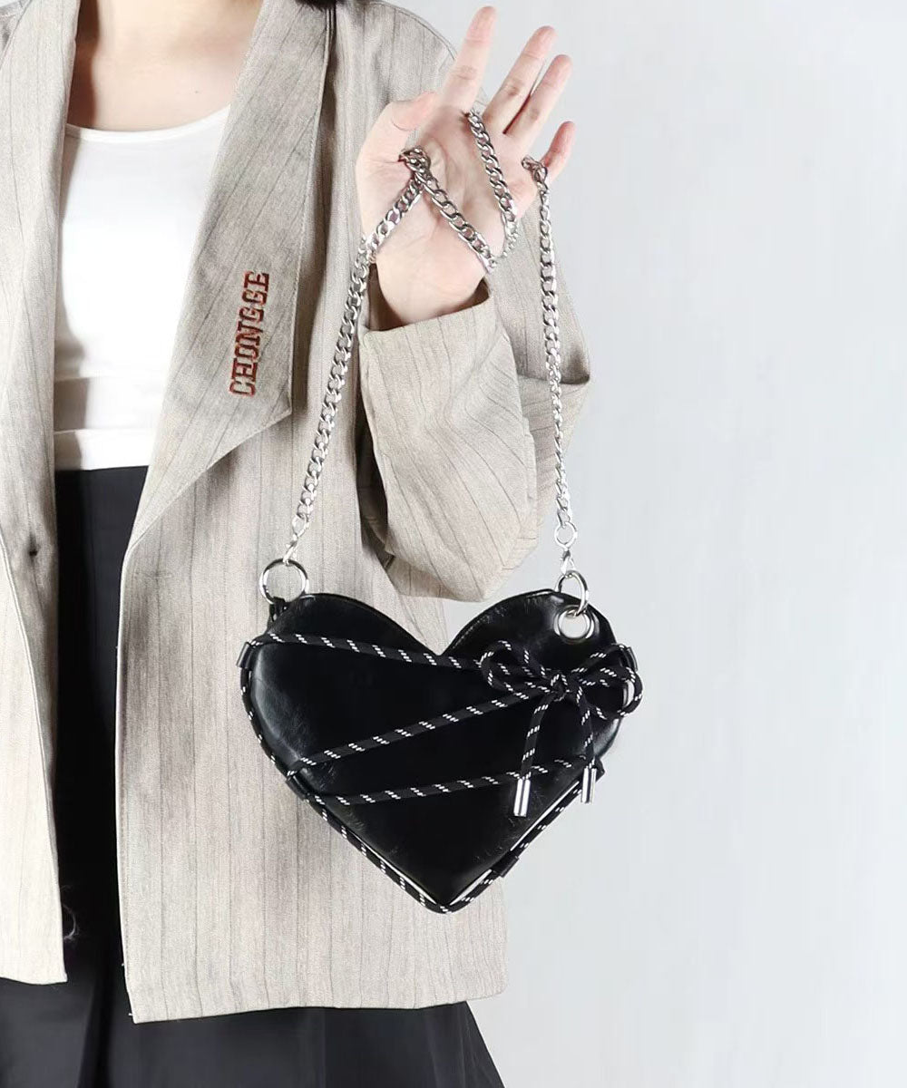 Magnifiques sacs à bandoulière en similicuir noir en forme d'amour - Amawinc