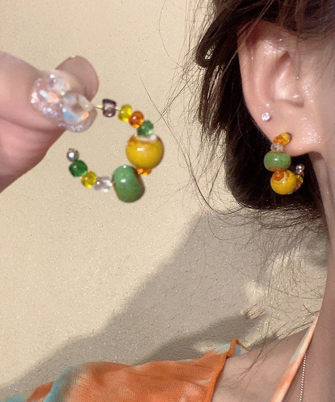 Magnifiques boucles d'oreilles créoles en perles de cuivre arc-en-ciel - Amawinc