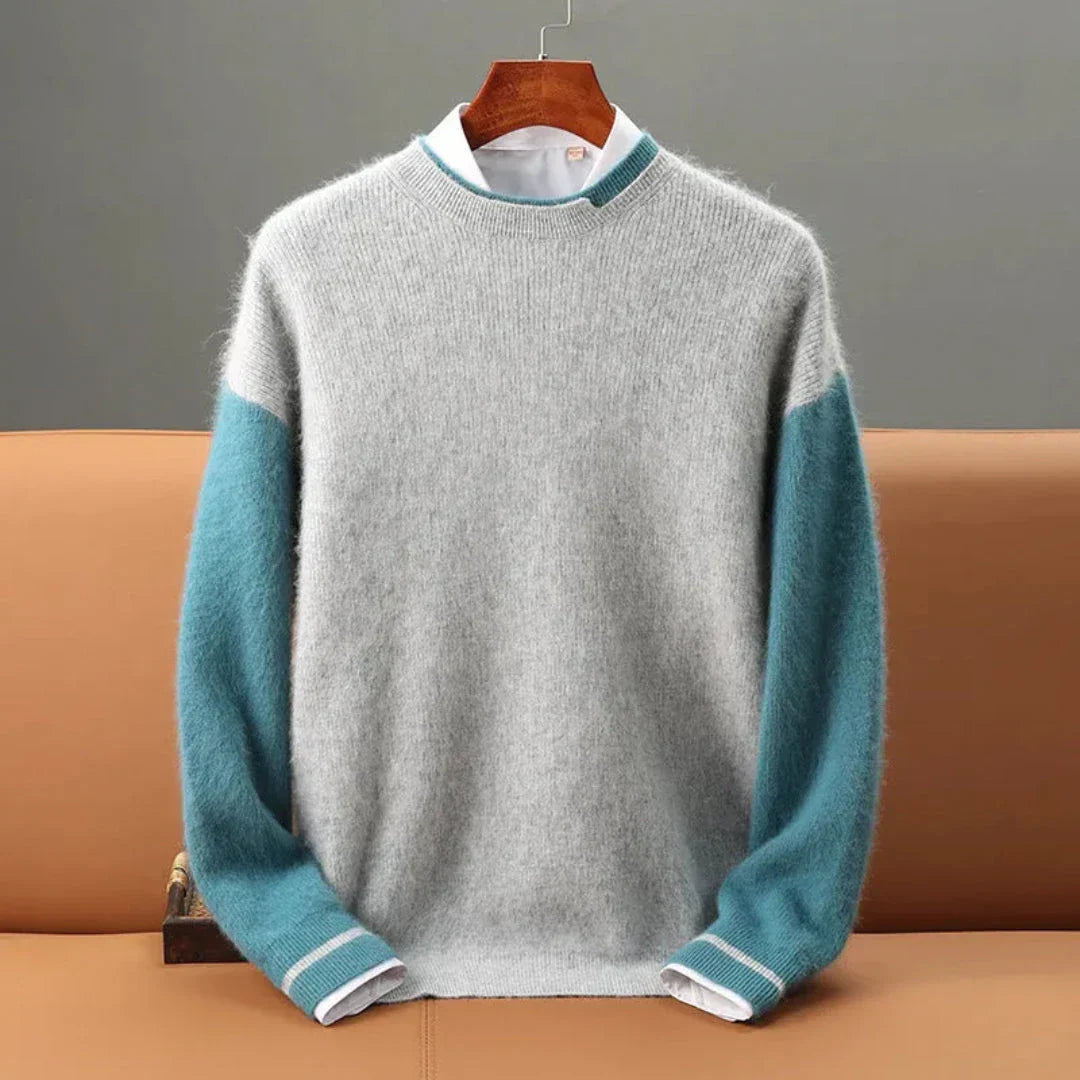 Beckett Pull en Cachemire Pur Motif Bicolore Deux Tons pour un Style Moderne et Chaleureux