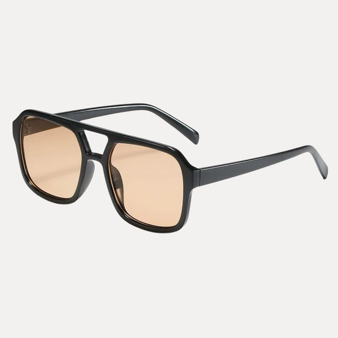 Lunettes de Soleil Carrées Bella Luxe Écaille de Tortue Verres UV400 Pont Double pour Femme