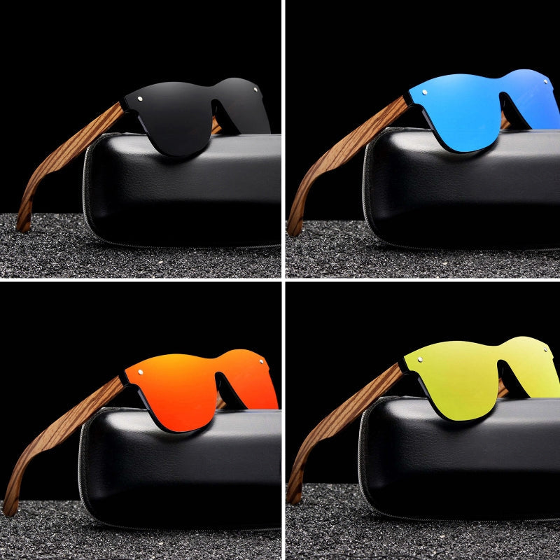 Bergen Lunettes de Soleil en Bois Zebrano Verres Polarisés UV400 Style Sportif Moderne